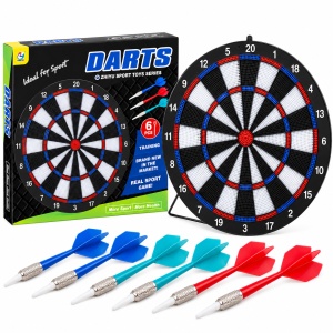 Joc darts cu tinta de 40 cm si 6 sageti, suport pentru pozitionare, multicolor, 6 ani+