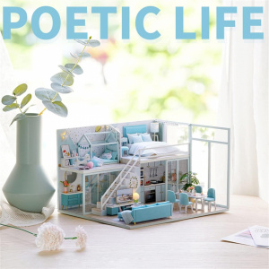 Kit DIY de Miniaturi pentru Casa de Papusi - Apartament Mic cu Mobilier, Ideal pentru Prieteni, Copii si Adulti