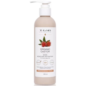 Masca de par hidratanta, pentru par subtire si degradat, T-LAB Organics, Organic Castor, 250 ml