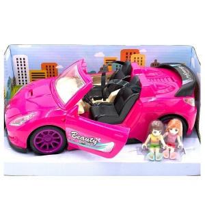 Masina Sport Roz cu Papusi, Jucarie Interactiva pentru Fetite - Fashion Dress Up Games