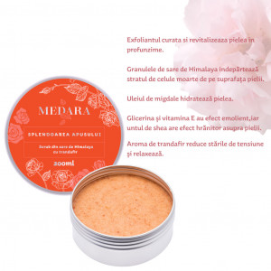 Mebra Scrub cu sare de Himalaya si trandafir Splendoarea Apusului, 200ml, Medara