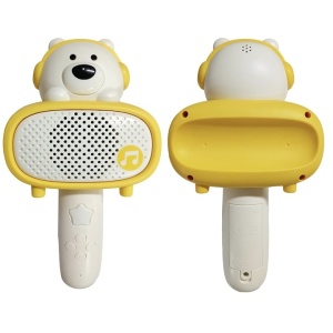 Microfon Bluetooth pentru copii White Bear – difuzor wireless cu efecte sonore si cablu de incarcare