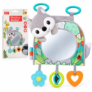 Oglinda auto pentru bebelusi cu jucarii senzoriale, model vulpita, prindere pe tetiera, multicolor
