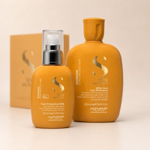 Pachet Alfaparf Semi di Lino Sunshine After Sun - Sampon, 250 ml + Leave-in pentru Protectie Solara, 125 ml 