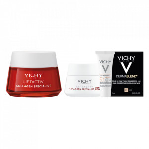 Pachet Crema de zi antirid pentru toate tipurile de ten Liftactiv Collagen Specialist, 50 ml, Vichy