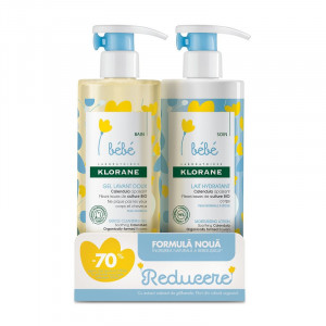 Pachet Lapte loțiune hidratantă 500ml+70% Reducere Gel spumant curățare delicată 500 ml, Klorane Bebe