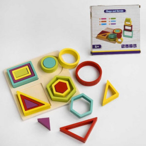Puzzle incastru din lemn - forme geometrice