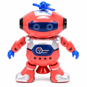 Robot dansator pentru copii, cu muzica, lumini si rotire 360°, Rosu