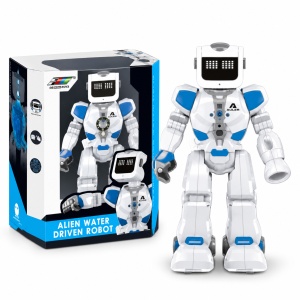 Robot interactiv cu telecomanda, programabil, cu lumini si sunete, Alb/Albastru - Img 2