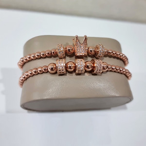 Set 2 bratari Royal din otel inoxidabil si zirconiu, Unisex, rosegold - Img 4