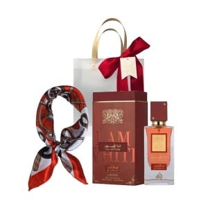 Set Ana Abiyedh Scarlet Lattafa, Apa de Parfum, Femei, 60 ml + Esarfa satinata + Punga cadou