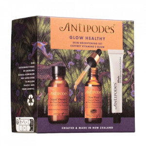 Set Antipodes  Glow Healthy, Femei,  Gel de curatare, 50 ml + Ser, 30 ml + Masca cu namol, 15 ml
