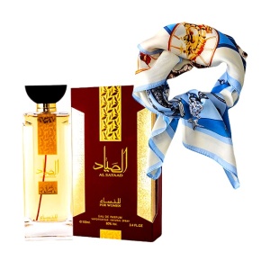 Set cadou Adelise cu Apa de Parfum Ard Al Zaafaran Al Sayaad, Femei, 100 ml si esarfa