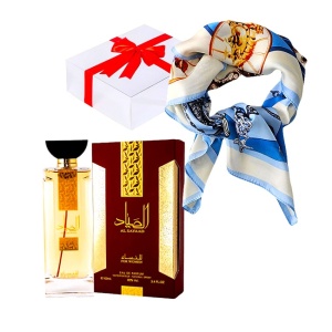 Set cadou Adelise cu Apa de Parfum Ard Al Zaafaran Al Sayaad, Femei, 100 ml si esarfa
