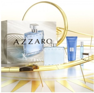 Set cadou Azzaro Chrome, Barbati, Apa de Toaleta, 100 ml + Gel de dus, 75 ml + Apa de Toaleta, 10 ml