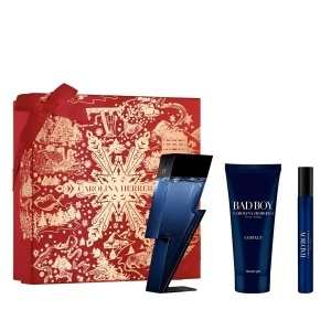 Set cadou Carolina Herrera Bad Boy Cobalt, Barbati, Apa de Parfum, 100 ml + Gel de dus, 100 ml + Apa de Parfum, 10 ml