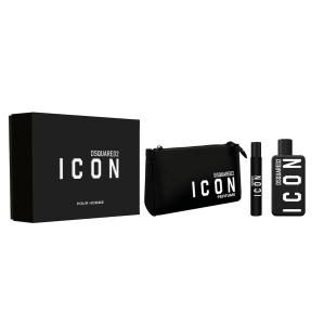 Set cadou Dsquared2 Icon Pour Homme, Apa de Parfum, 100 ml + 10 ml si geanta