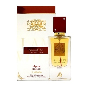 Set cadou Lattafa Perfumes Ana Abiyedh Rouge Apa de Parfum, Femei, 60ml + esarfa satinata