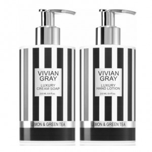 Set cadou Vivian Gray Lemon & Green Tea, Unisex, Sapun lichid, 250 ml + Crema de maini, 250 ml