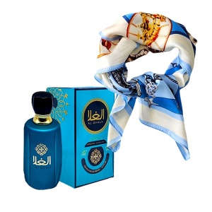 Set cadou Zephira cu Apa de Parfum Ard al Zaafaran Ghala, Femei, 100ml si esarfa