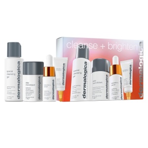 Set curatare si luminozitate Dermalogica Cleanse + Brighten, Gel de curatare Special Cleansing, 50 ml + Pudra exfolianta Daily Microfoliant, 13 g + Ser iluminator cu Vitamina C Biolumin-C, 10 ml + Ser iluminator pentru ochi Biolumin-C, 6 ml