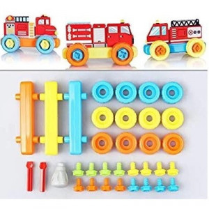 Set de constructie DIY, 3 masini de pompieri