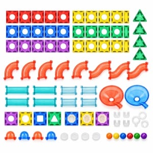 Set de constructie magnetic cu circuit pentru bile, 78 piese, multicolor, 3 ani+ - Img 4