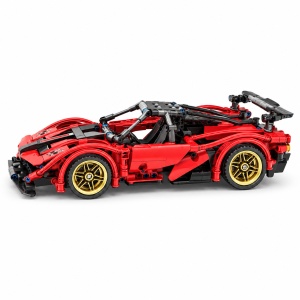 Set de constructie Supercar rosu, 482 piese, mecanism pull-back, scara 1:18, 6 ani+ - Img 5