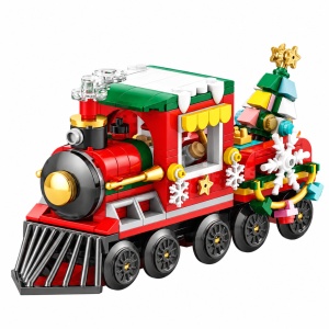Set de constructie Tren de Craciun, cu brad si decoratiuni, 322 piese, 6 ani+ - Img 4