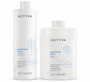 Set de hidratare Kemon Actyva Nutrizione Ricca, Sampon 1000 ml + Masca 1000 ml