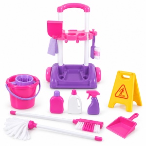 Set de joaca Little Helper cu carucior de curatenie si 12 accesorii, roz-mov, 3+ ani - Img 4