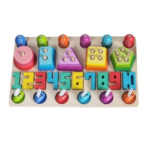 Set Educativ logaritmic Montessori din Lemn - Multifunctional 4 in 1