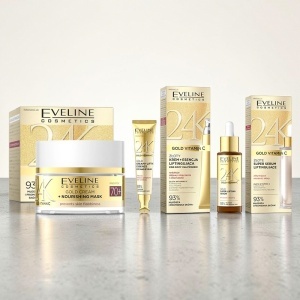 Set Eveline Cosmetics 24K Gold Vitamin C – Crema 70+ 50ml, Crema Ochi 15ml si Ser Lifting 30ml