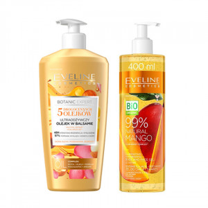 Set Eveline Cosmetics Lotiune de corp Botanic Expert 5 Precious Oils, Gel pentru fata si corp BioOrganic Mango - Img 2