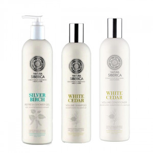 Set Natura Siberica Sampon volum cu Cedru Alb 400ml + Balsam reparator cu extract de Cedru Alb 400ml +Balsam reparator pentru par gras cu Fructe de Padure 400ml - Img 2