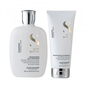 Set pentru stralucire Alfaparf Semi Di Lino Diamond Illuminating cu 250 ml Sampon + 200 ml Balsam