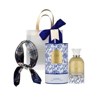 Set Petra Lattafa, Apa de Parfum, Femei, 100 ml + Esarfa satinata + Punga cadou
