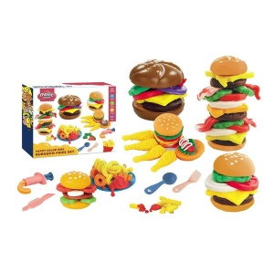 Set plastilina Happy Color Mud – Hamburger si cartofi prajiti, pentru copii 3 ani+