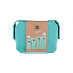 Set Rituals The Ritual of Karma, Crema de protectie solara SPF50 50ml + Spuma de dus 50ml + Exfoliant 70ml + Lotiune bronzanta 50ml + geanta cosmetica.