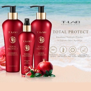 Set T-LAB Professional Total Protect Ritual Sampon, 300 ml, Masca, 300 ml, Tonic scalp si par, 150 ml