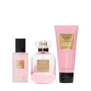 Set Victoria's Secret Bombshell, 50ml Apa de parfum + 75 ml Spray de corp + 100ml Lotiune de corp, Femei