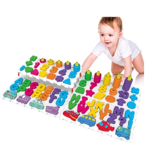 Tabla Cognitiva 2-in-1 pentru Copii - Forme Grafice si Numere, Joc Educativ pentru Dezvoltarea Abilitatilor Cognitive, 3+ Ani, 177 piese