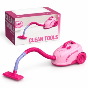 Aspirator de jucarie Clean Tools, cu sunete, accesorii si furtun flexibil, roz, 3+ ani
