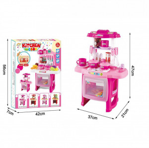 Bucatarie pentru copii Cool Cooking cu accesorii, lumini si sunete, roz - Img 5