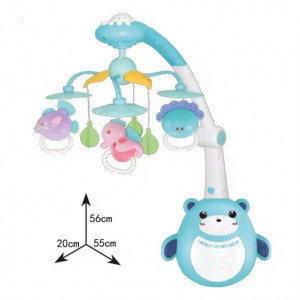 Carusel muzical patut bebelusi Lovely Honey Bear, proiectie stelute si telecomanda