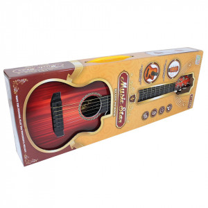Chitara Star de jucarie, din lemn cu 6 corzi metalice