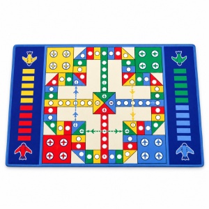 Covor de joaca reversibil 2 in 1, joc Ludo si traseu auto, 180 x 120 cm, 16 pioni, multicolor - Img 4