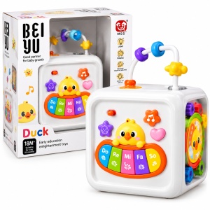 Cub de activitati pentru copii Duck, cu lumini si muzica, pian, roti si jocuri interactive, 18 luni+