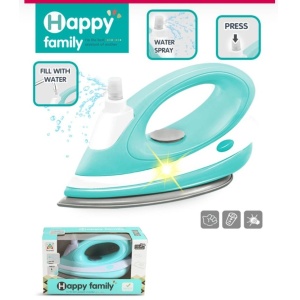 Fier de calcat de jucarie Happy Family, cu pulverizare apa si lumina, pentru copii 3 ani+