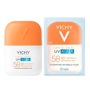 Fluid hidratant invizibil cu protectie solara SPF 50 Capital Soleil UV Aqua, 50 ml, Vichy